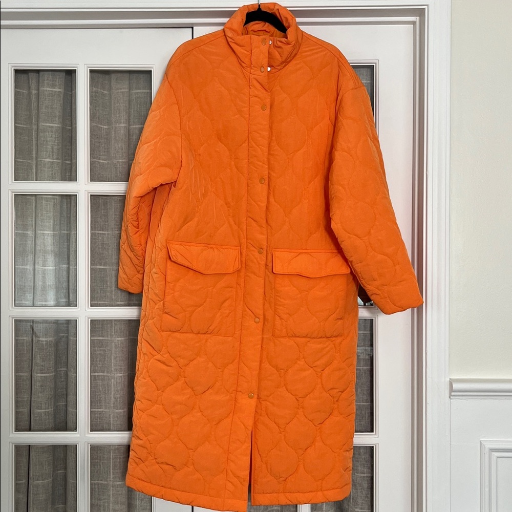 & Other Stories Vibrant Orange Quilted Coat